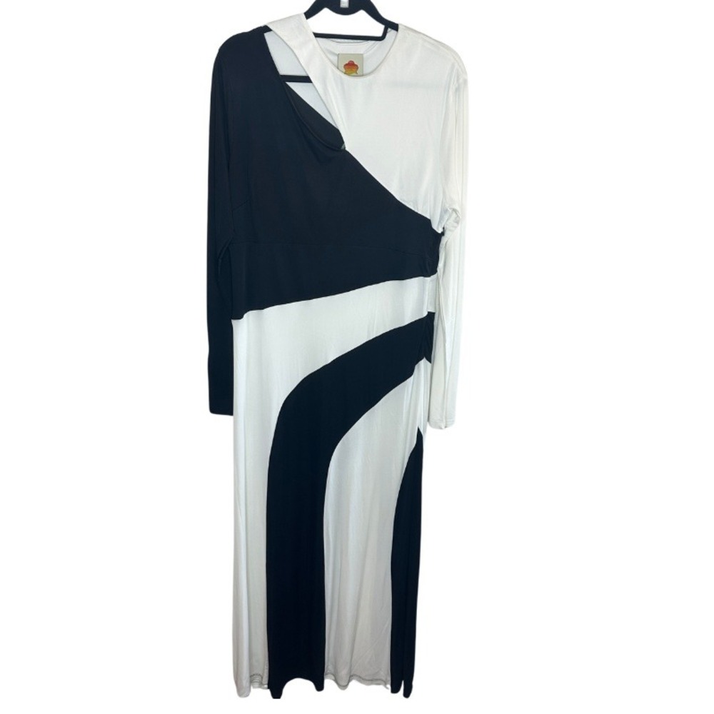 Farm Rio Black and White Cut-Out Long Sleeve Midi Dress XL 325702 NEW - Picture 4 of 8